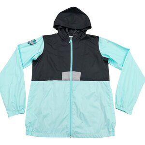 Columbia Windbreaker Youth XL 18/20 Green Black Packable Full Zip Outdoor Hiking